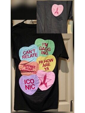 Jeffree Star Cosmetics Candy Hearts Valentines Exclusive Black T-Shirt Size S